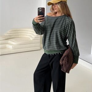 Princess Polly Zaylah Contrast Cuff Jumper Green